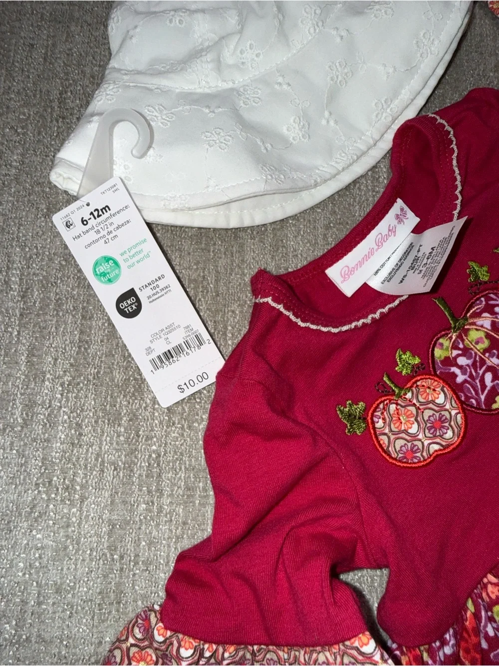 Bonnie Baby Fall Pumpkin Dress 3-6M + Carter’s Hat NWT